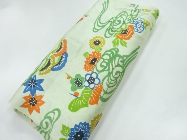 JAPANESE KIMONO / ANTIQUE ARAIHARI FOR KIMONO / SILK / FLORAL PLANTS